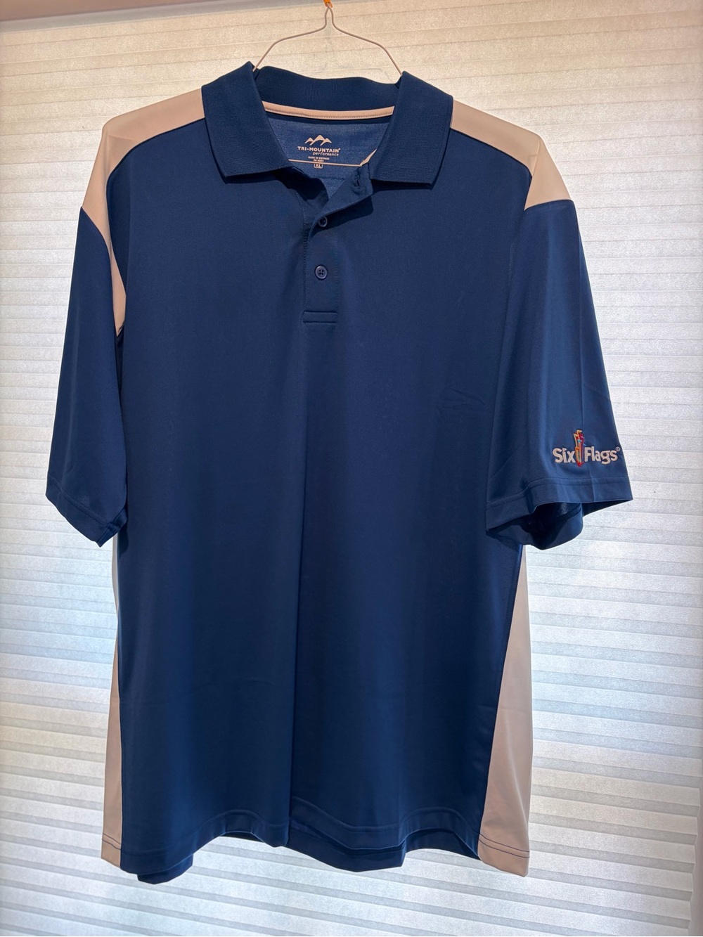 Men's Navy Polo Shirt with Gray Panels